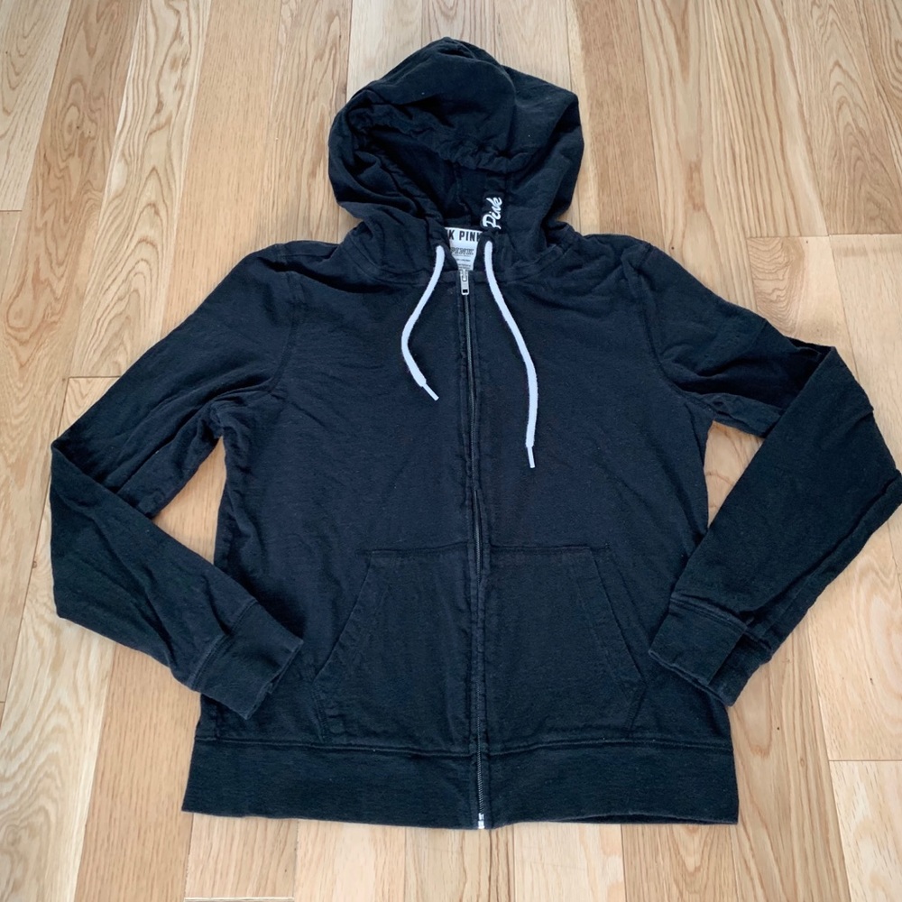 Victoria’s Secret Pink Full Zip Black Hoodie S
